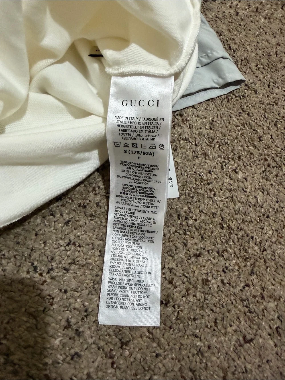 Gucci White Polo with Green Stripe Trim and Chest Web